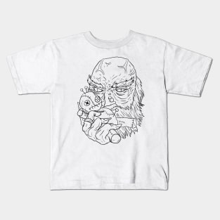 Scary Voodoo Monster Horror Black Lineart Kids T-Shirt